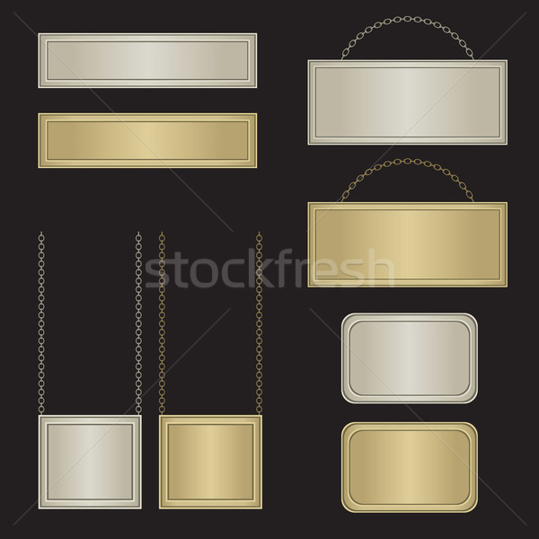 Stock fotó: Ezüst · arany · tányérok · lánc · háttér · űr