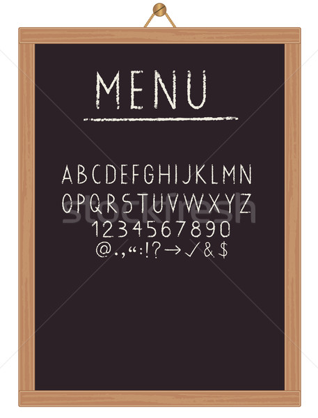 Restauracji menu pokładzie kredy alfabet Zdjęcia stock © sanjanovakovic