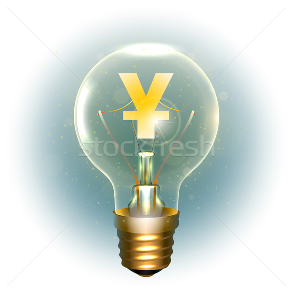 Realista lâmpada símbolo moeda isolado luz Foto stock © sanyal