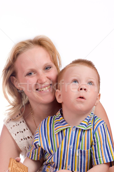 Anne oğul birlikte yalıtılmış beyaz aile Stok fotoğraf © sapegina