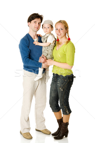 Familia feliz nino junto aislado blanco mujer Foto stock © sapegina