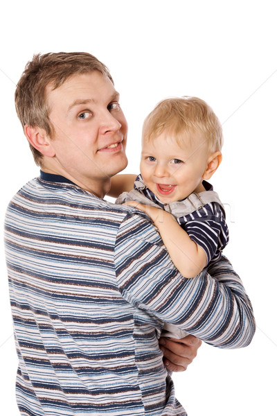 Glücklich Vater zusammen Sohn isoliert weiß Stock foto © sapegina