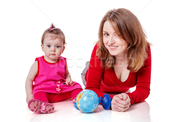 Madre hija jugando uno año aislado Foto stock © sapegina