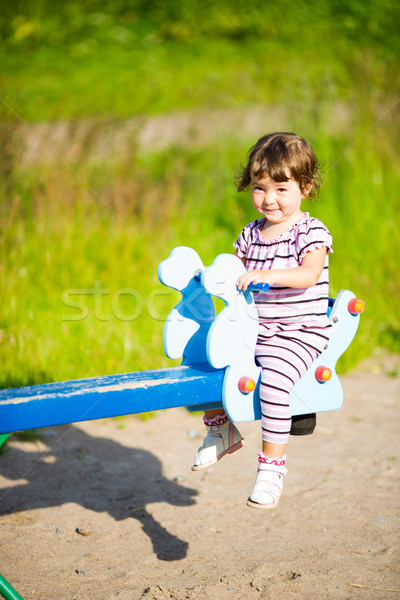 Stock fotó: Lány · kislány · nyár · idő · kint · homok