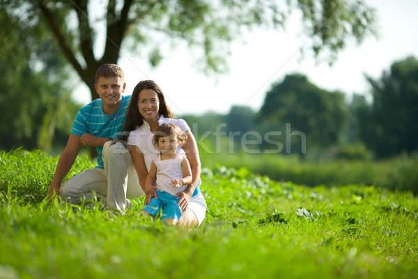 Stock fotó: Boldog · család · pózol · együtt · nyár · kint · szeretet