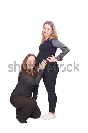 Stockfoto: Familie · twee · vrouwen · baby · geïsoleerd