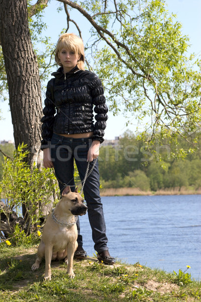 Walking with dog Stock photo © sapegina