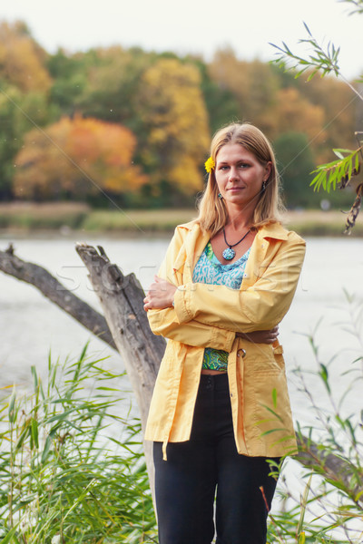 woman wearing yellow jacket Stock photo © sapegina