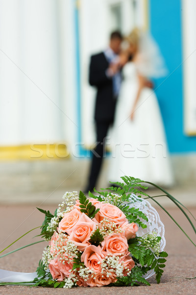 Bräute Bouquet neue Ehepaar Hand in Hand Liebe Stock foto © sapegina