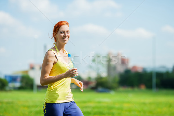 Stok fotoğraf: Kadın · jogging · açık · havada · genç · kadın · su