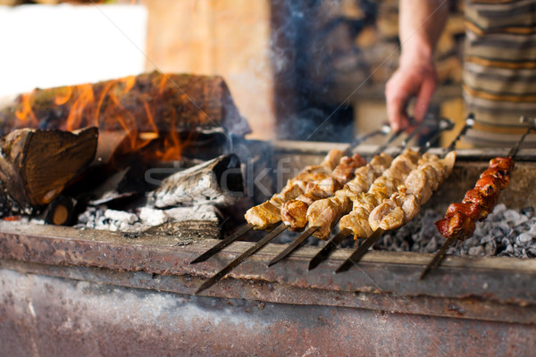 Quibe processo cozinhar abrir fogo ao ar livre comida Foto stock © sapegina