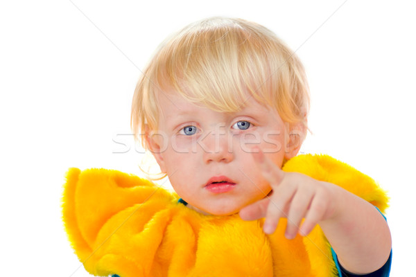 Enfant pointant triste isolé blanche visage [[stock_photo]] © sapegina