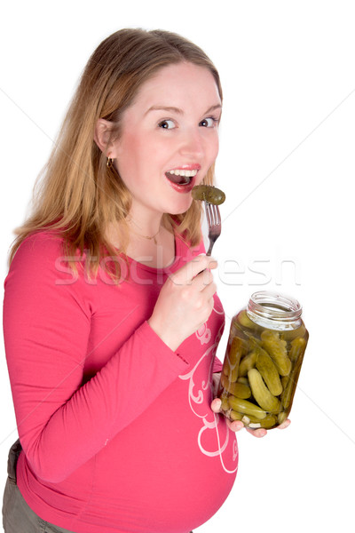 Degustación feliz mujer embarazada aislado blanco mujer Foto stock © sapegina