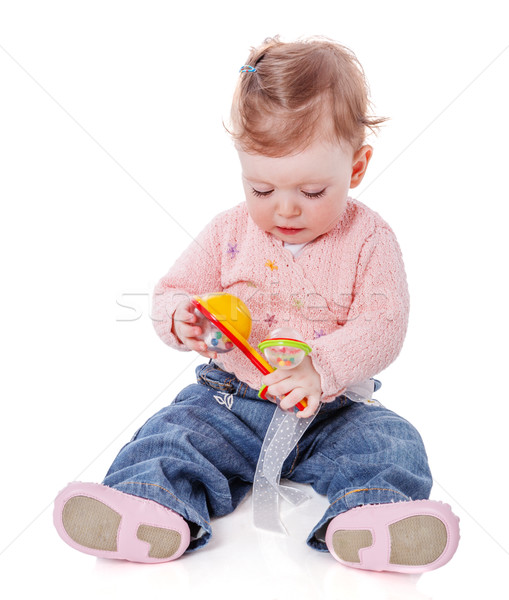 Girl playing rattle Stock photo © sapegina