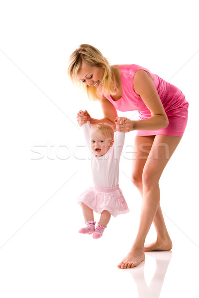 母親 嬰兒 手 播放 孤立 商業照片 © sapegina