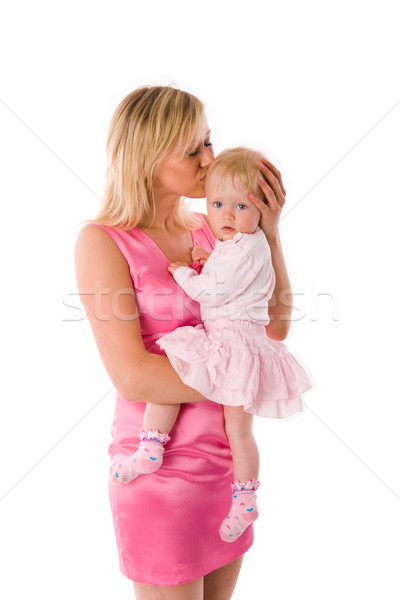 матери целоваться ребенка изолированный белый Сток-фото © sapegina