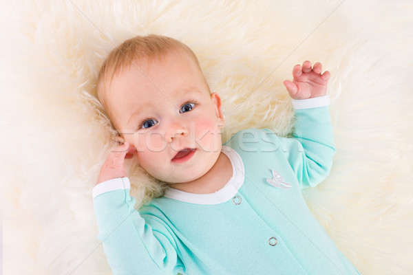 Baby portret patrząc prosto biały puszysty Zdjęcia stock © sapegina