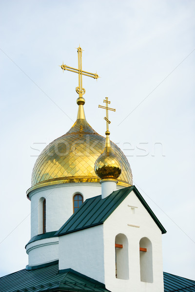 [[stock_photo]]: église · christian · vert · coupole · or