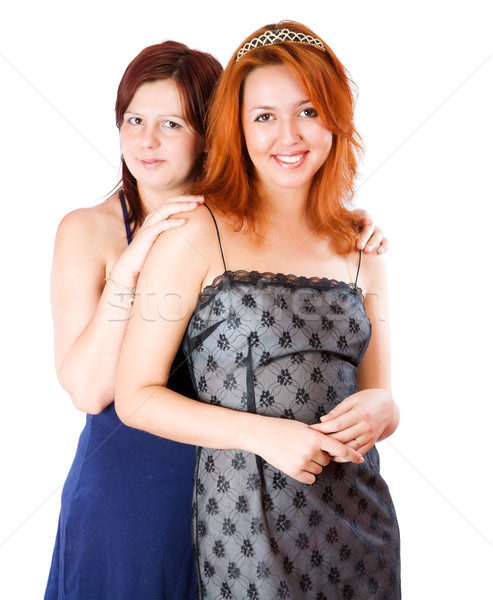 Barátnők kettő boldog mosolyog együtt néz Stock fotó © sapegina