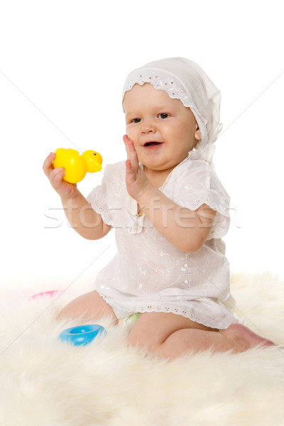 Stock fotó: Kisgyerek · lány · boldog · portré · izolált · fehér