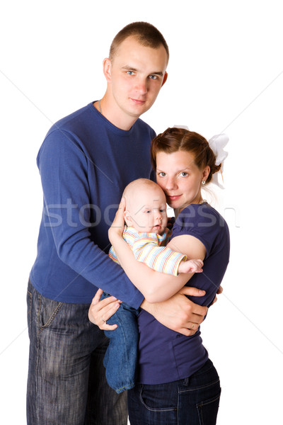 幸福的家庭 享受 嬰兒 一起 孤立 白 商業照片 © sapegina