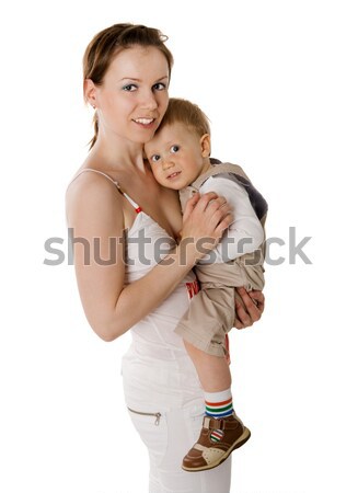 Madre hijo feliz alegre aislado blanco Foto stock © sapegina