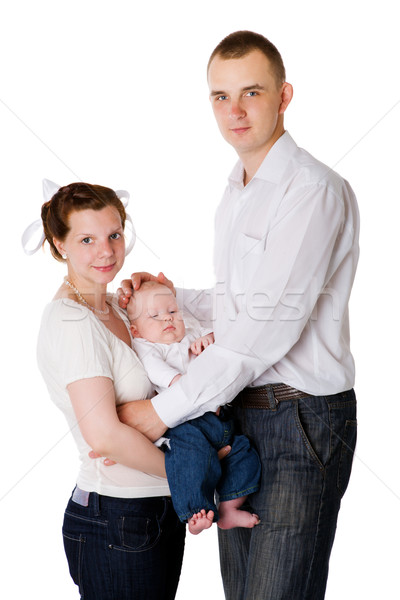 Mutlu aile bebek birlikte yalıtılmış beyaz Stok fotoğraf © sapegina