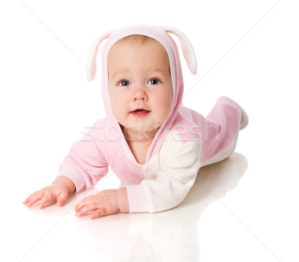 Baby sześć miesiąc bunny garnitur Zdjęcia stock © sapegina