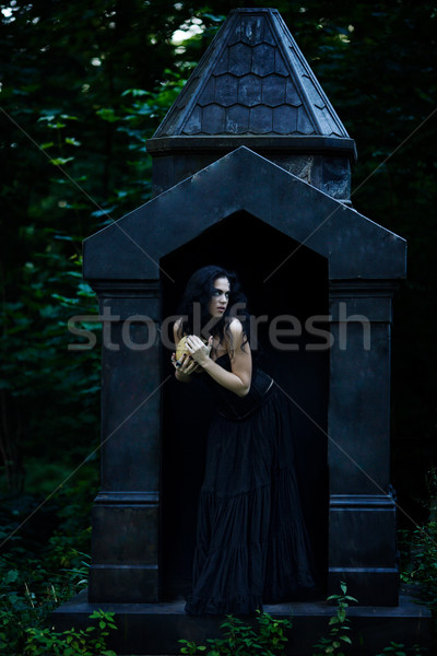 Hexe jungen dämonischen weiblichen Geschöpf halten Stock foto © sapegina