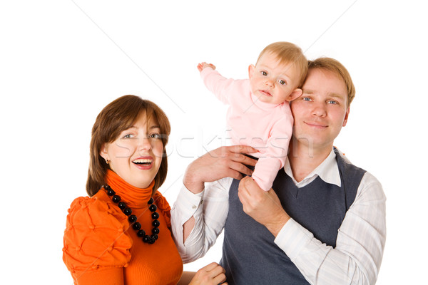 Mutlu aile poz birlikte yalıtılmış beyaz kadın Stok fotoğraf © sapegina