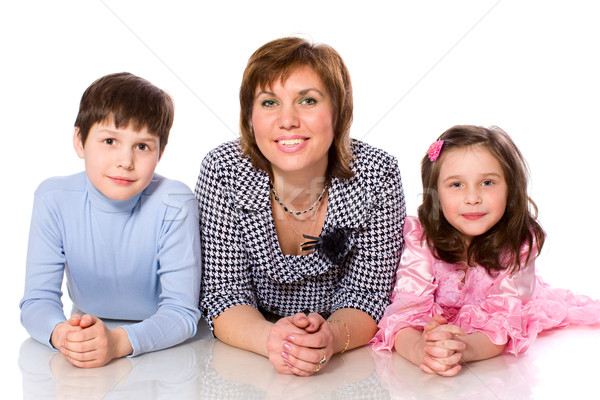 Familia feliz madre dos ninos aislado blanco Foto stock © sapegina