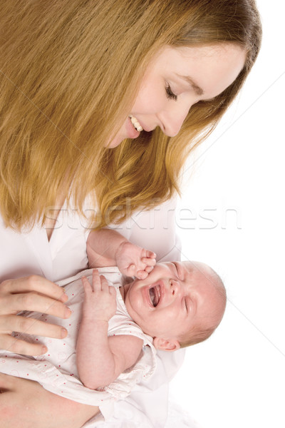 母親 嬰兒 快樂 哭泣 孤立 商業照片 © sapegina