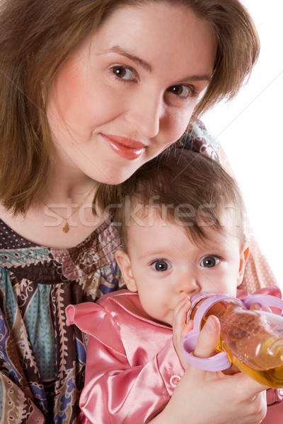 Madre bebé botella enfoque ojos Foto stock © sapegina