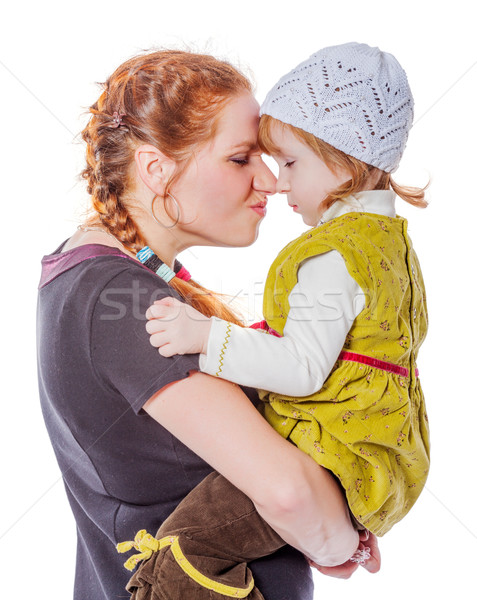 Moeder dochter geheimen geïsoleerd witte Stockfoto © sapegina