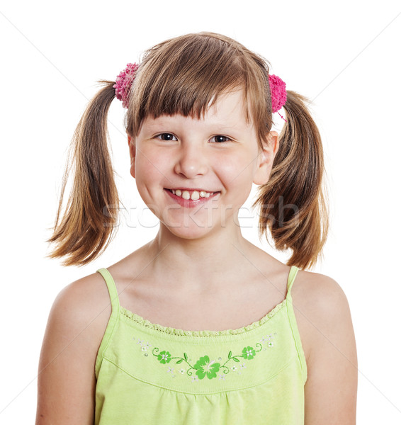 幸せ 笑みを浮かべて 少女 8 年 肖像 ストックフォト © sapegina