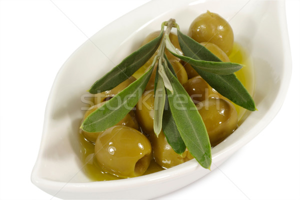 Green olives in olive oil Stock photo © Saphira