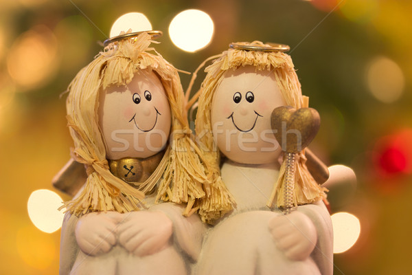 Iki melekler çift bokeh Noel oyuncak Stok fotoğraf © Saphira