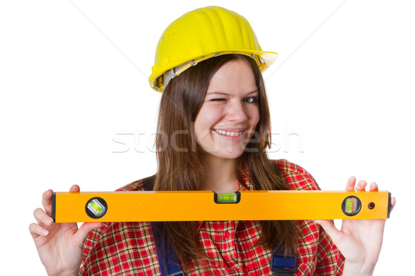 Craftswoman with water-level Stock photo © Saphira