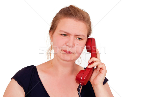 Vervelend oproep geërgerd jonge vrouw telefoon vrouw Stockfoto © Saphira