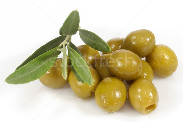 Foto stock: Verde · azeitonas · ramo · oliva · branco · comida