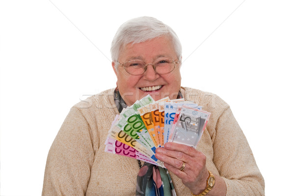 Büyükanne euro Yaşlı kadın gülme yalıtılmış Stok fotoğraf © Saphira