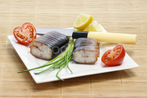 鰻魚 開胃菜 件 熏制 盤 裝飾 商業照片 © Saphira