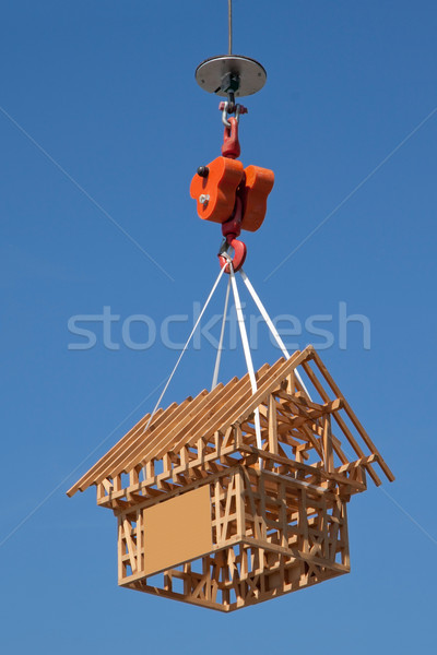 Holz Modell Haus Skelett hängen Haken Stock foto © Saphira