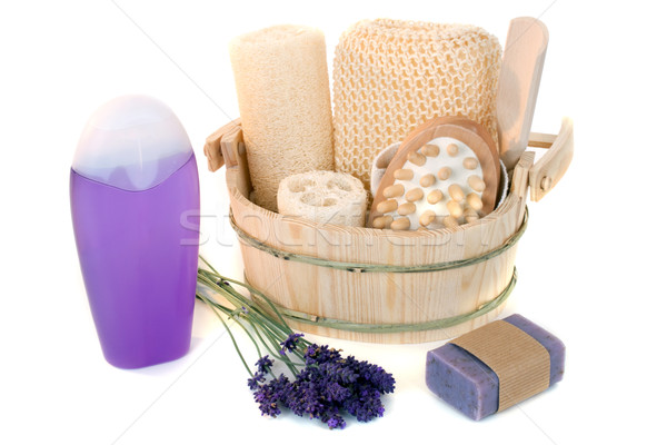 Lavendel Dusche Gel Bad Vorräte weiß Stock foto © Saphira