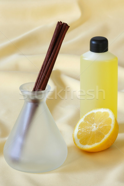 Stok fotoğraf: Koku · ahşap · limon · şişe · banyo