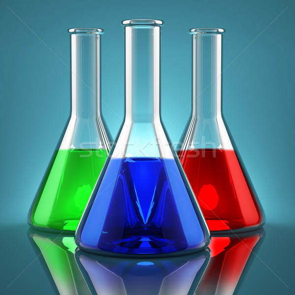 化學製品 不同 顏色 實驗室 綠色 藍色 商業照片 © Saracin