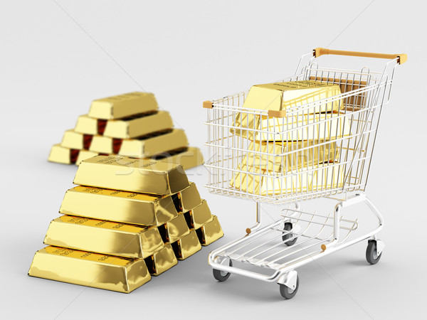 Vásárol arany aranyrúd bevásárlókocsi üzlet pénzügy Stock fotó © Saracin
