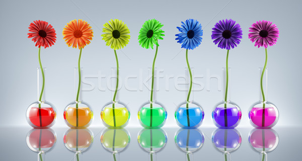 Stock foto: Genetische · Modifikation · Blumen · Labor · unterschiedlich · Farben