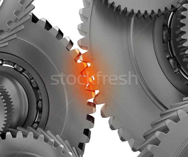 Mechanismus Punkt Kontakt Stress Stahl Motor Stock foto © Saracin