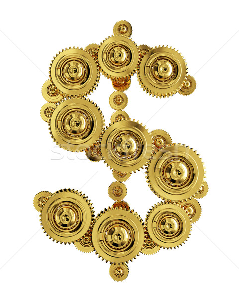 美元符號 形式 齒輪 機制 黃金 業務 商業照片 © Saracin